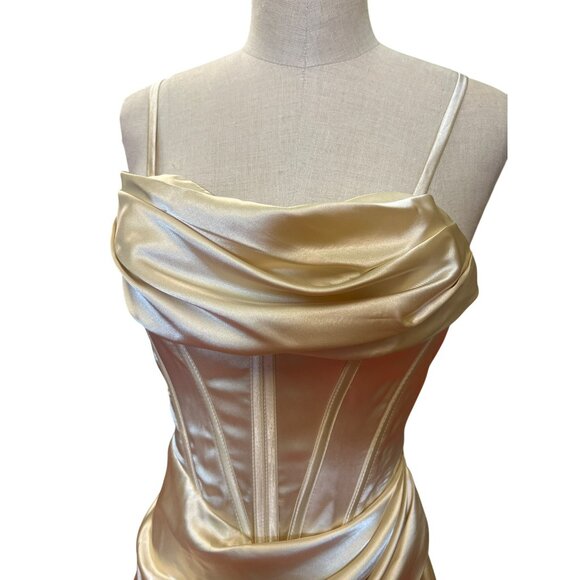 Lindo Noiva Elegant Satin Evening Gown Bridal Bride Corset Formal Prom Homecomin - Picture 4 of 14